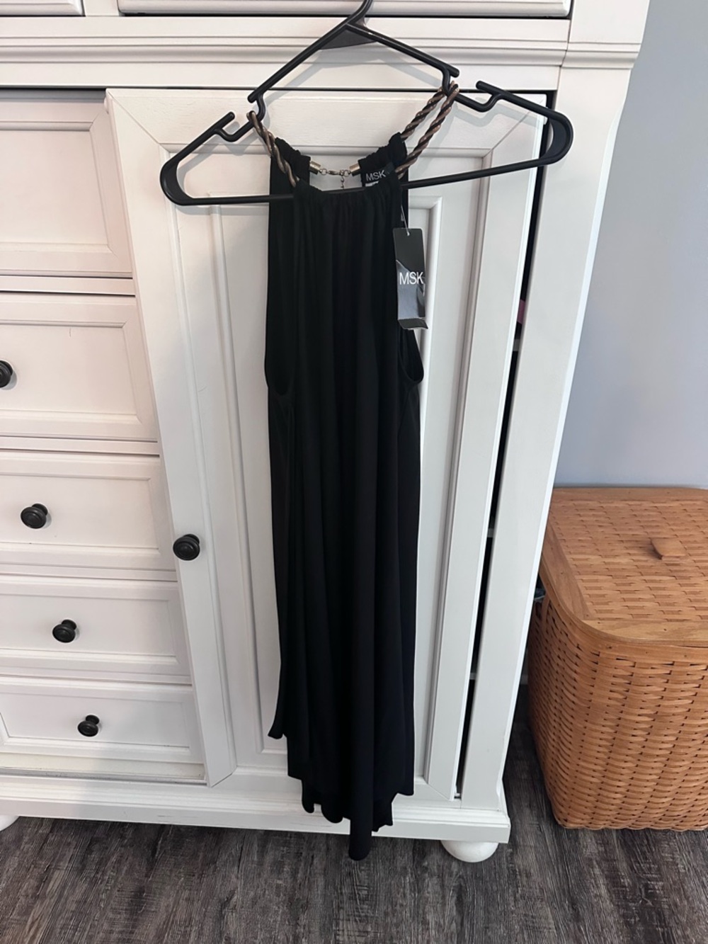 MSK Black Twisted Halter Maxi Dress with Braided Straps
